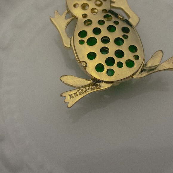 Lilly Pulitzer Green Oval Cabochon Frog Animal Gold Pendant Long Chain Necklace - Picture 5 of 12